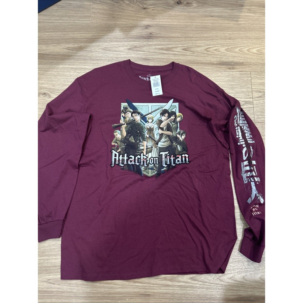 Ripple Junction Attack on Titan Shirt Mens Size XL Maroon Season 3 Anime Graphic